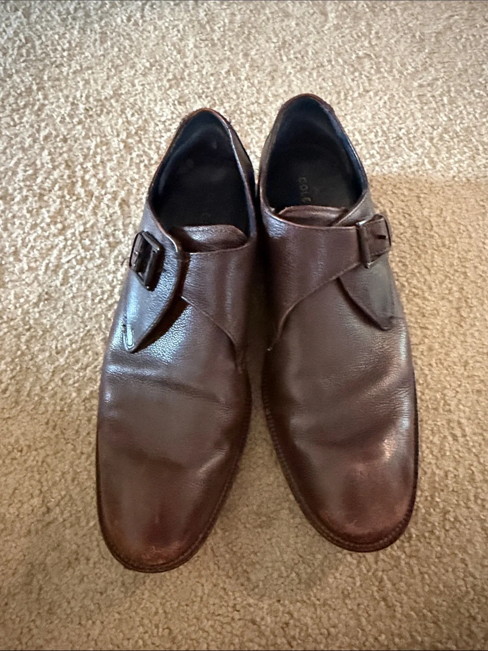 Cole Haan Men's Dark Brown Leather Single Monk Strap Oxfords